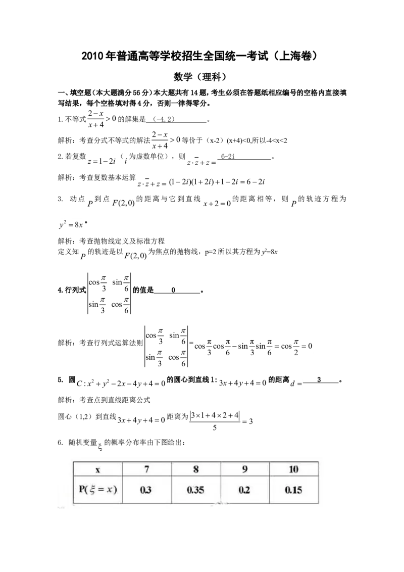 《2010年上海高考数学真题（理科）试卷（word解析版）_高考一二三轮复习_数学_2027年高考数学专项复习更新中_2008年-2026年数学高考真题-G427_2008-2020年高考_2008-2020年_地方卷》第7页预览