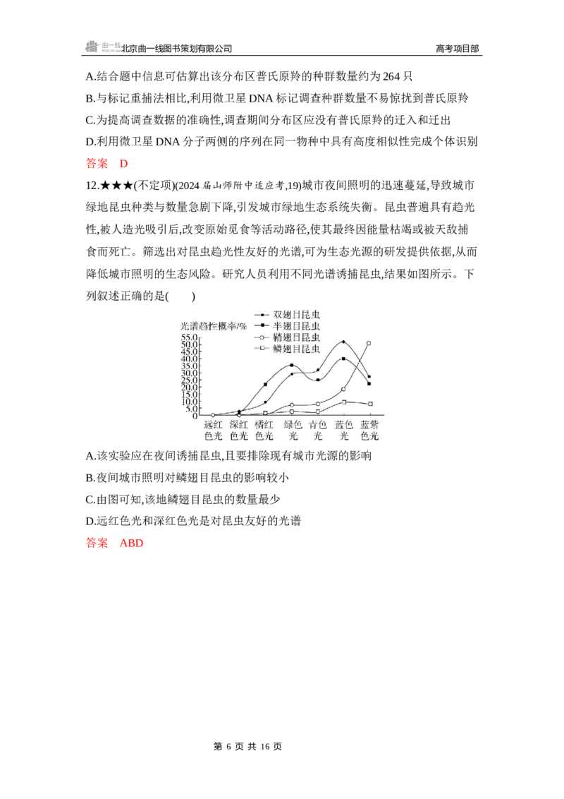 《1_精练册Word-第18章　种群及其动态_2026版教学资源包_202653高考总复习A版_山东版_2026版.山东版.选考总复习.生物.5·3A版_第4部分生物与环境_第18章种群及其动态_5_习题WORD》第6页预览