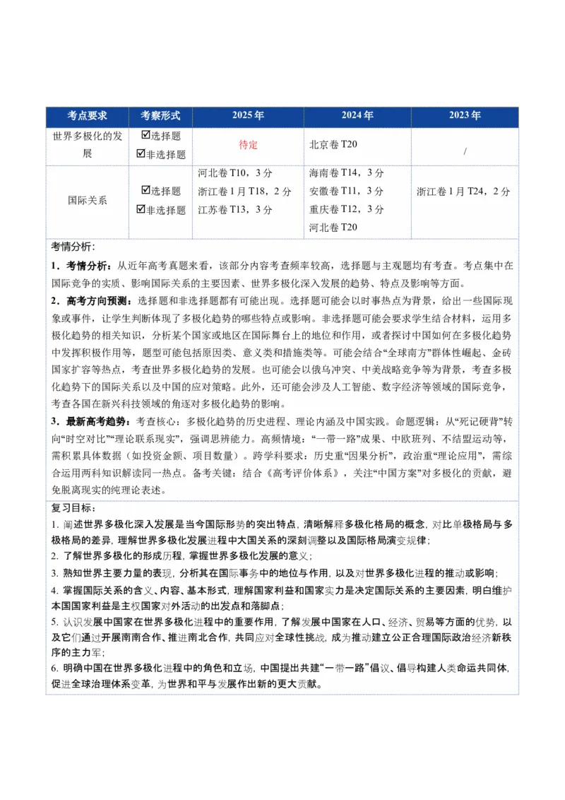 《第03课多极化趋势（复习讲义）（学生版）（全国通用）_zheng治_2026年_2026年高考政治一轮复习讲义+练习+课件（新教材新高考）-G55_2026版_选择性必修1当代国际政治与经济》第2页预览