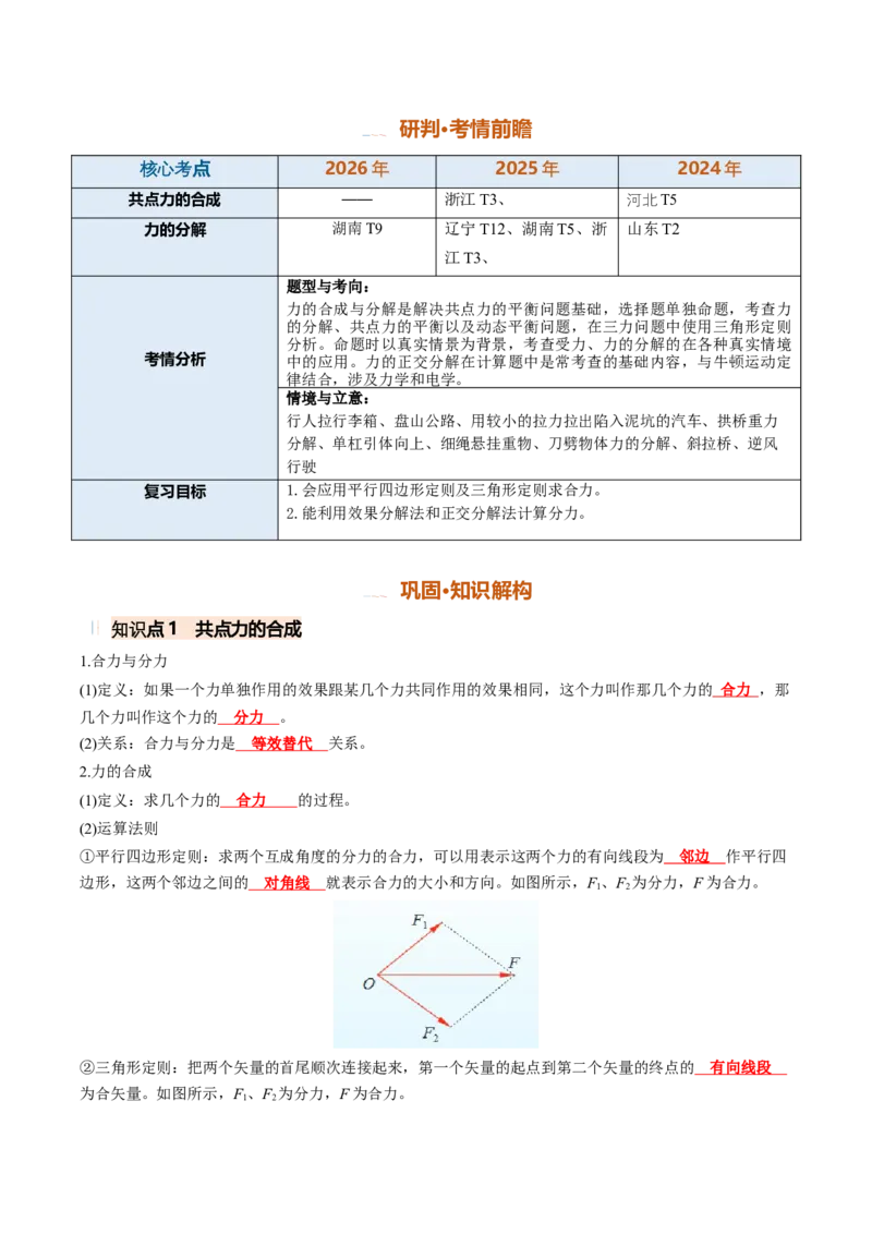 《第05讲力的合成与分解（专项训练）（安徽专用）（教师版）_地理_2027年高考地理一轮_2027年高考物理一轮课件+讲义+练习（安徽专用）-G326_2027版》第2页预览
