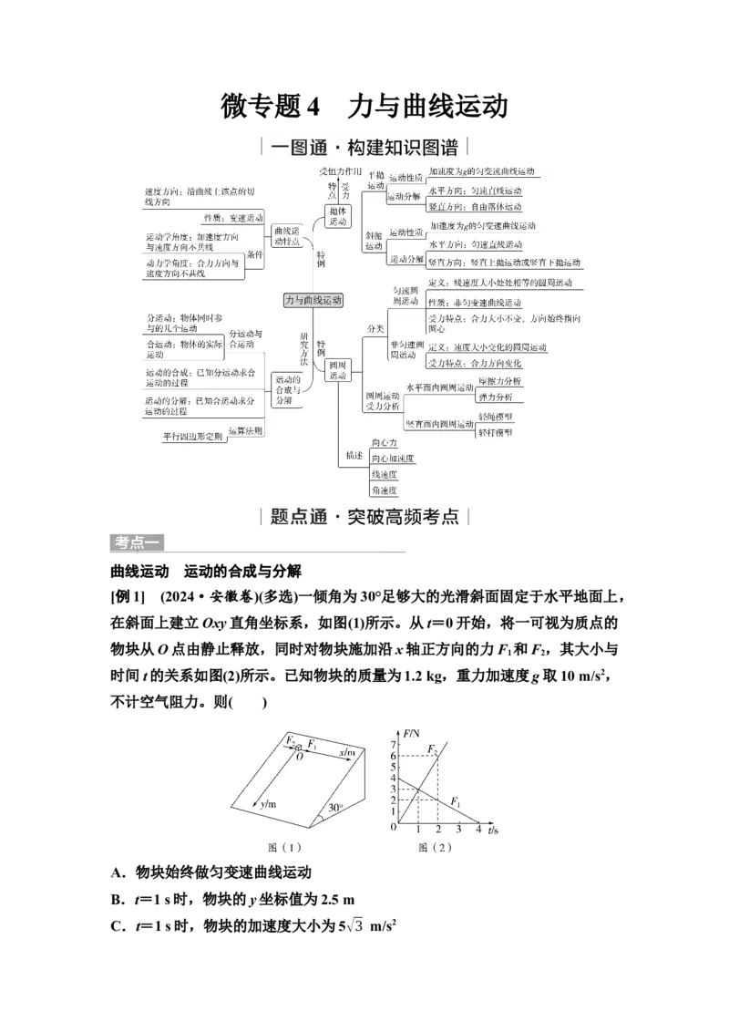《04　大单元一　微专题4　力与曲线运动(1)_2026版高中《二三轮复习+冲刺复习》_高考物理物理二轮2026高考物理新坐标创新版二轮复习学生用书+教师用书+配套PPT课件(完整版)》第1页预览