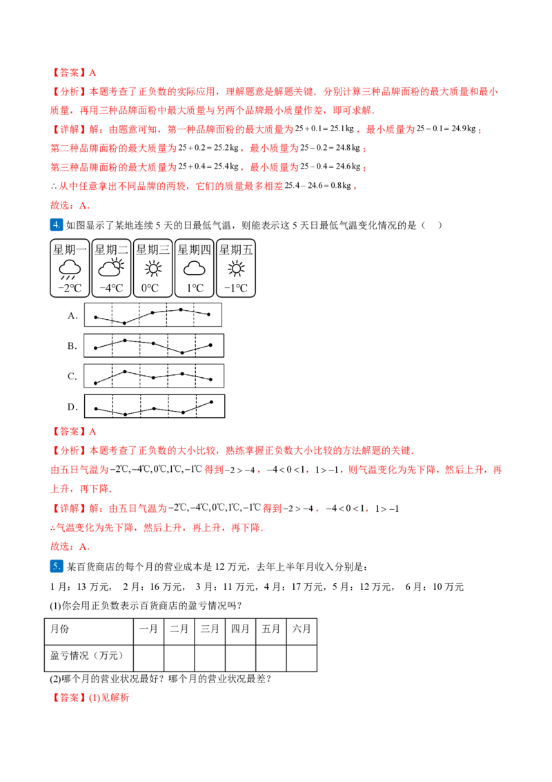 《1.1正数和负数（分层作业）（解析版）_2026秋初中教辅合集_2027学科网&_2026秋《同步备课系列》7上数学_第一章有理数_同步作业&讲义_1.1正数和负数（分层作业）》第7页预览
