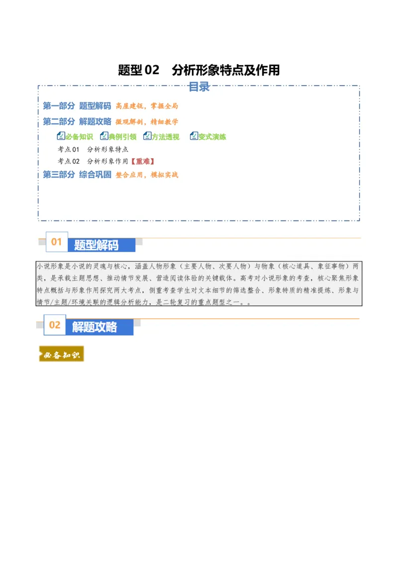 《题型02分析形象特点及作用（题型专练）（全国通用）（学生版）_专项复习_2026年-语文专项复习_2026年高考语文重难点讲义专练（新高考通用）-G102_2026版》第1页预览