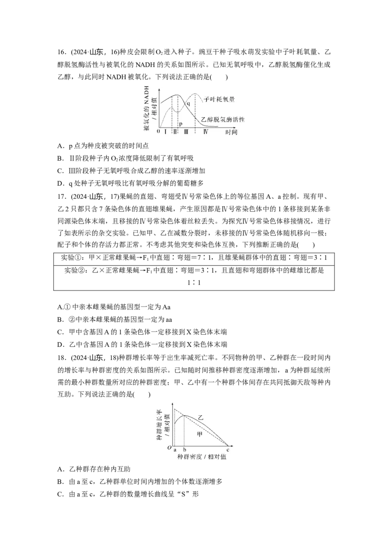 《2024年山东省普通高中学业水平等级考试生物(1)_2026版高中《二三轮复习+冲刺复习》_2021-2025生物高考题_2024生物高考题_学生》第5页预览