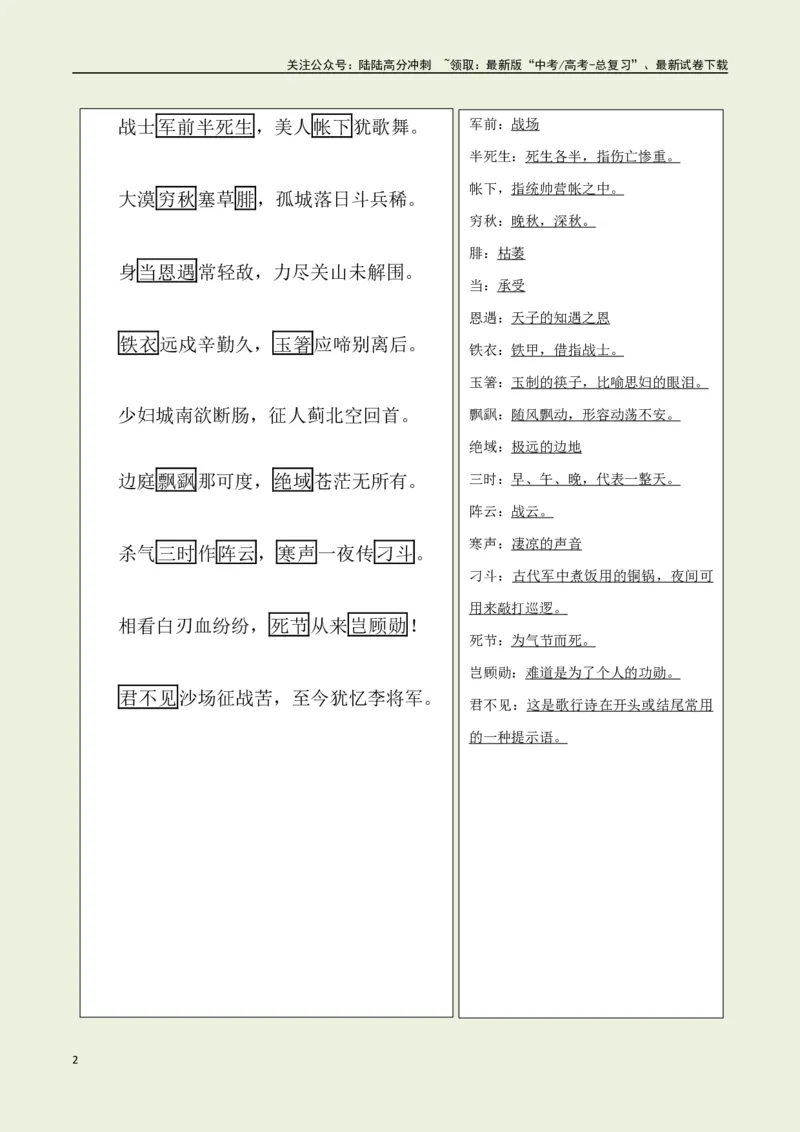 《选择必修中册之《燕歌行并序》——（教师版）_专项复习_2025年_2025年高考语文古诗文必备篇目读写专练（全国通用）_资料_4-选择必修中册》第2页预览
