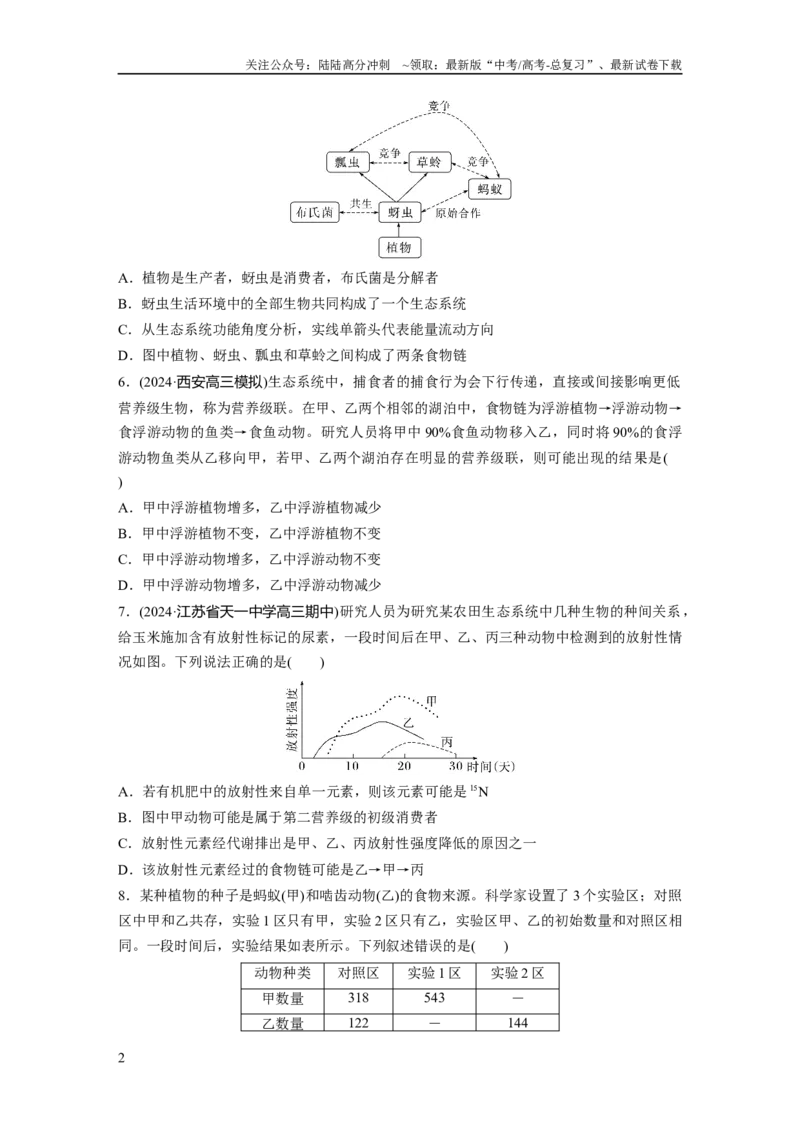 《第九单元　课时练51　生态系统的结构_06-生物-高考总复习_一轮复习_2025年_2025年大一轮复习讲义人教版生物_资料_1-资料_大一轮复习讲义学生专用_2025一轮复习73练》第2页预览