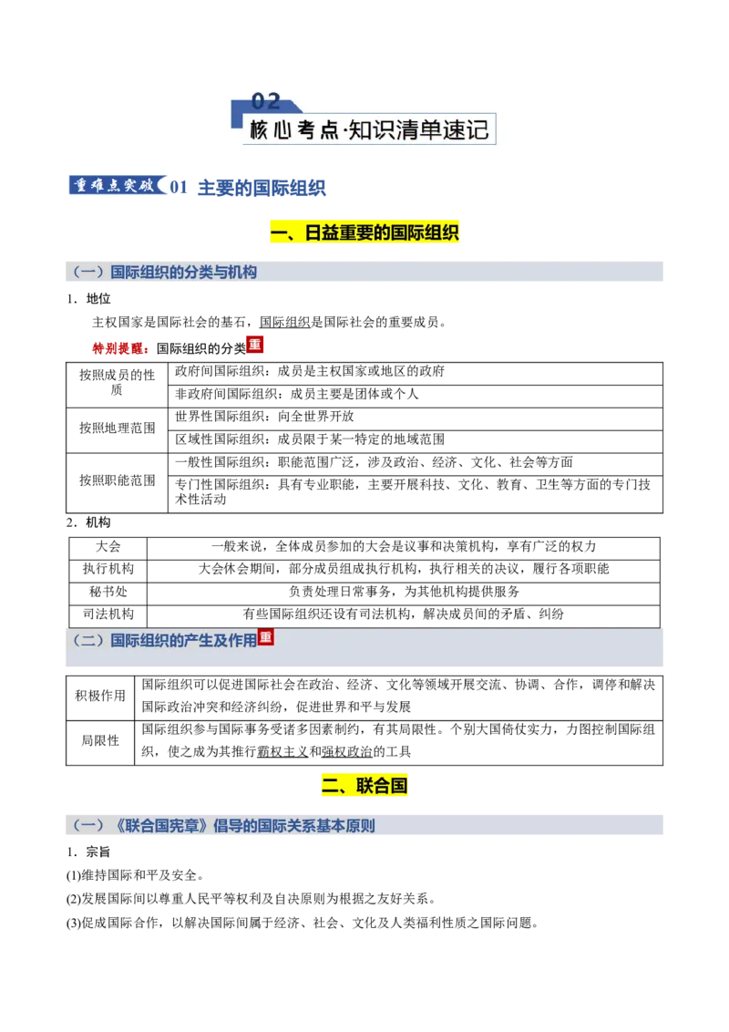 《第四单元国际组织（知识清单）（全国通用）_zheng治_2026年_2026年高考政治一轮复习知识清单（全国通用）-G56_2026版》第2页预览