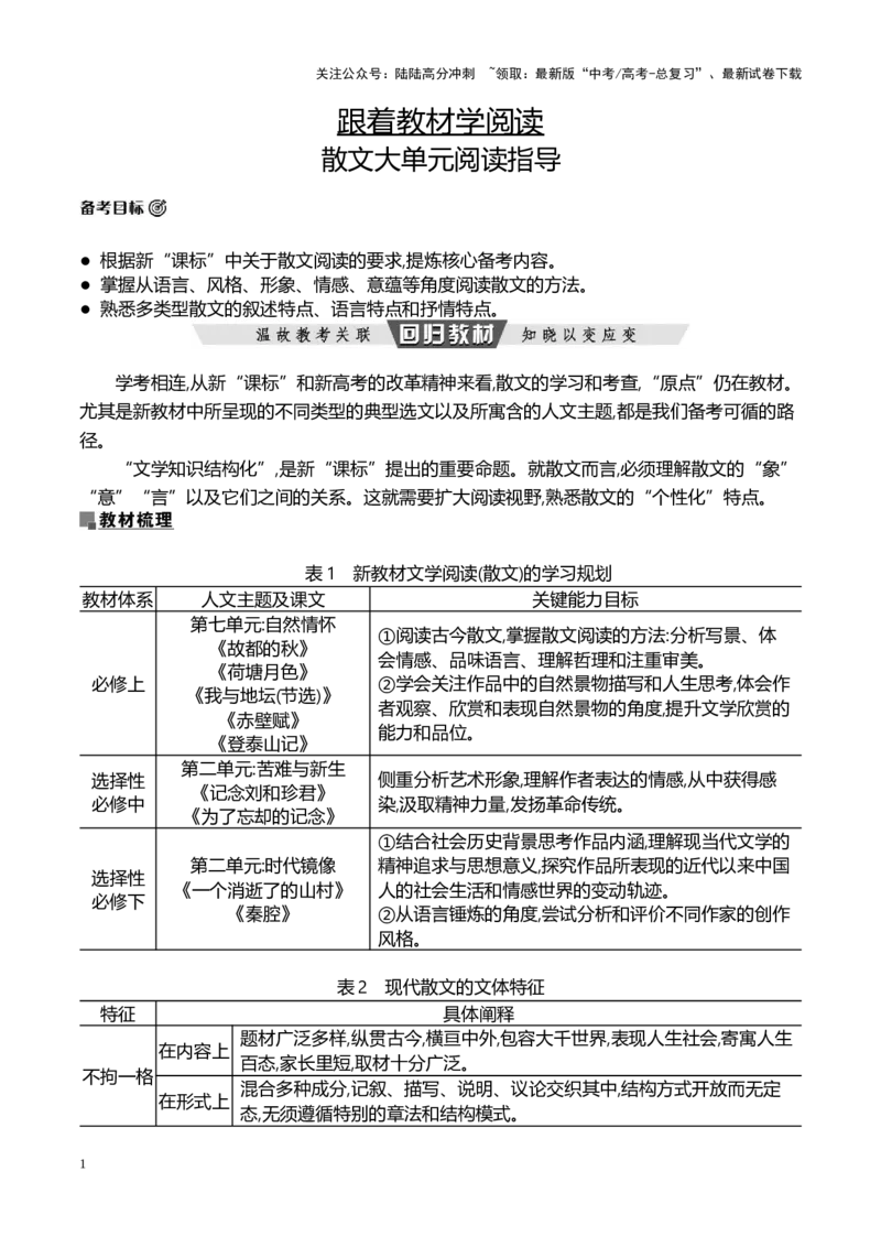 《跟着教材学阅读散文大单元阅读指导-（全国通用）_专项复习_2024年_2024年高考语文专题探究与实战演练考点真题写作全国通用_资料》第1页预览