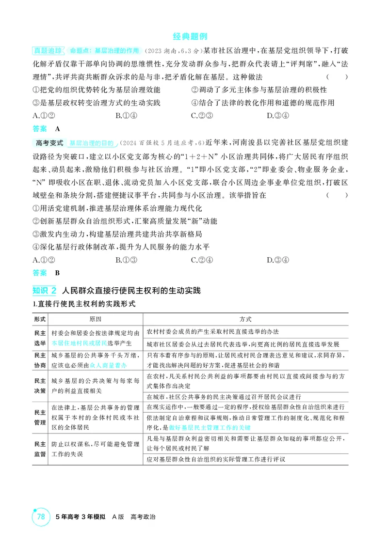 《1_精讲册-第2课时基层群众自治制度_2026版教学资源包_202653高考总复习A版_湖南版_2026版.湖南版.选考总复习.政治.5·3A版_一、图书电子教参_必修3政治与法治_2_精讲册PDF》第2页预览