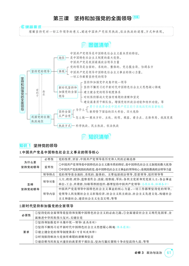 《1_精讲册-第三课　坚持和加强党的全面领导_2026版教学资源包_202653高考总复习A版_山东版_2026版.山东版.选考总复习.政治.5·3A版_一、图书电子教参_必修3政治与法治_2_精讲册PDF》第1页预览