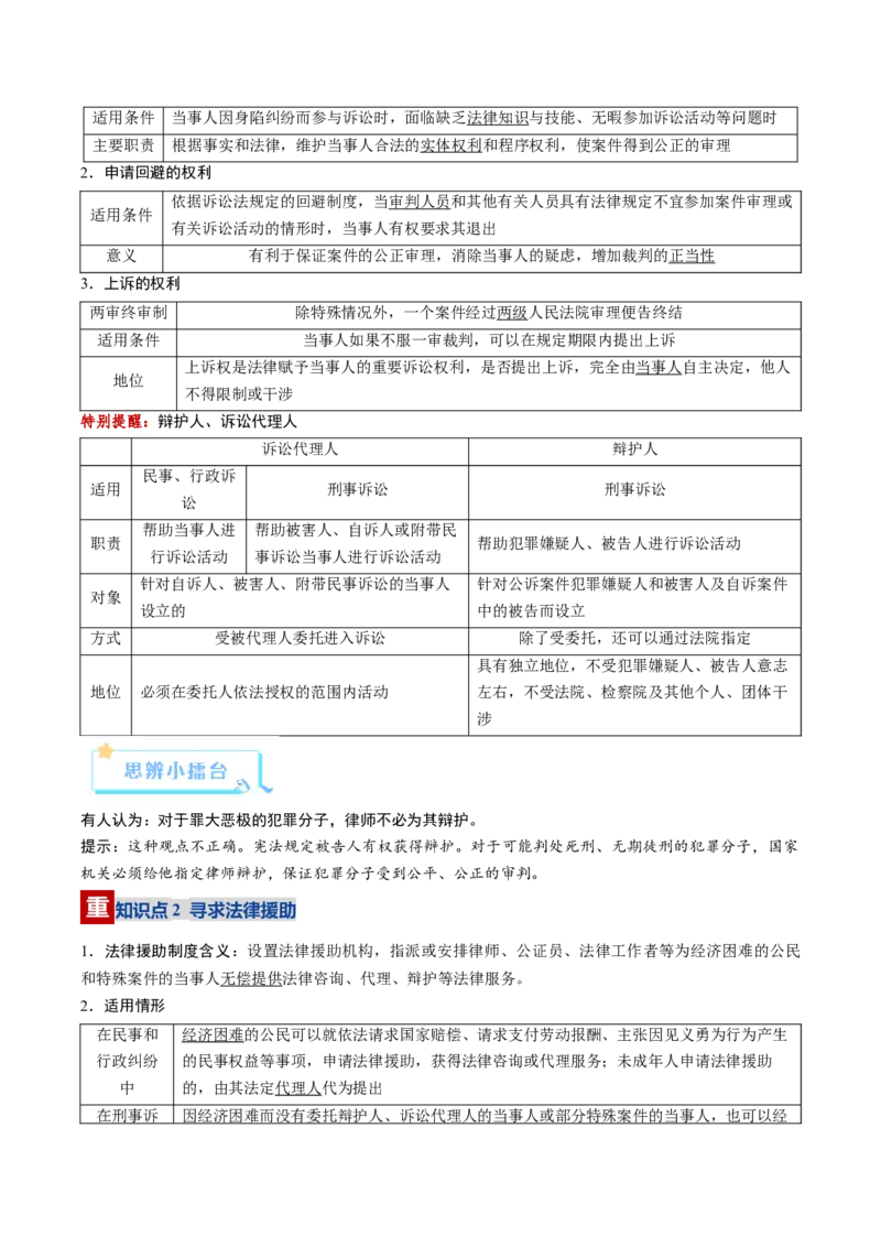 《第10课诉讼实现公平正义（复习讲义）（教师版）（全国通用）_zheng治_2026年_2026年高考政治一轮复习讲义+练习+课件（新教材新高考）-G55_2026版_选择性必修2法律与生活》第4页预览