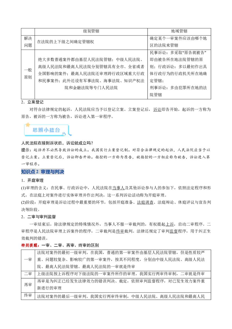 《第10课诉讼实现公平正义（复习讲义）（教师版）（全国通用）_zheng治_2026年_2026年高考政治一轮复习讲义+练习+课件（新教材新高考）-G55_2026版_选择性必修2法律与生活》第9页预览