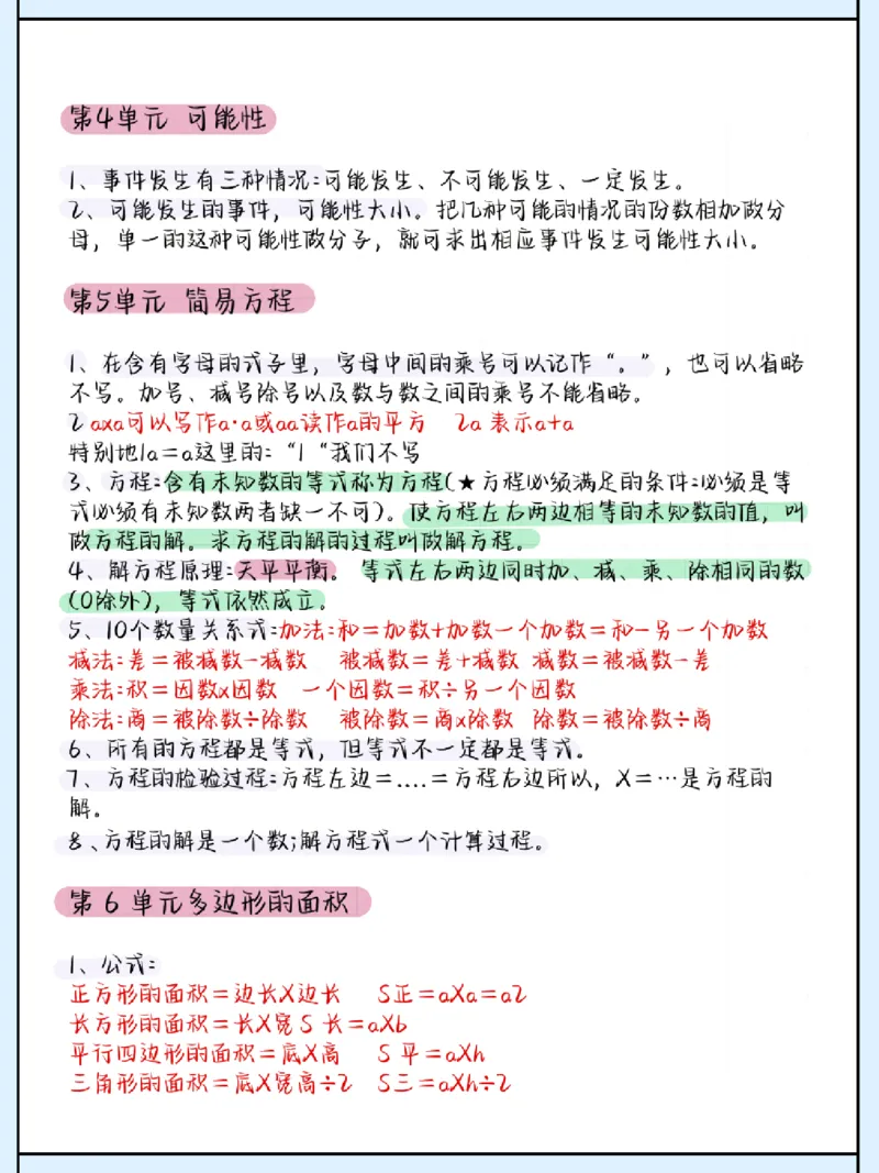 《五年级数学知识点总结_5年级上册同步教辅_5上数学_五上数学通用重点必背资料+专项练习》第3页预览
