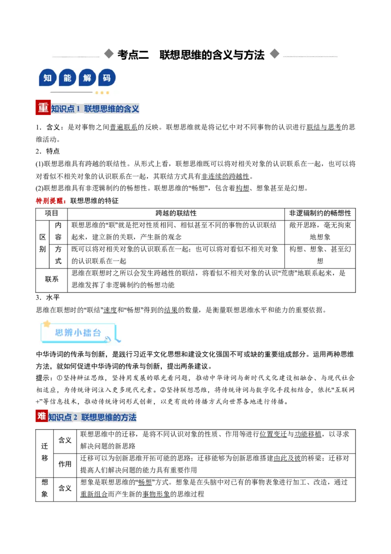 《第11课创新思维要善于联想（复习讲义）（学生版）（全国通用）_zheng治_2026年_2026年高考政治一轮复习讲义+练习+课件（新教材新高考）-G55_2026版_选择性必修3逻辑与思维》第7页预览