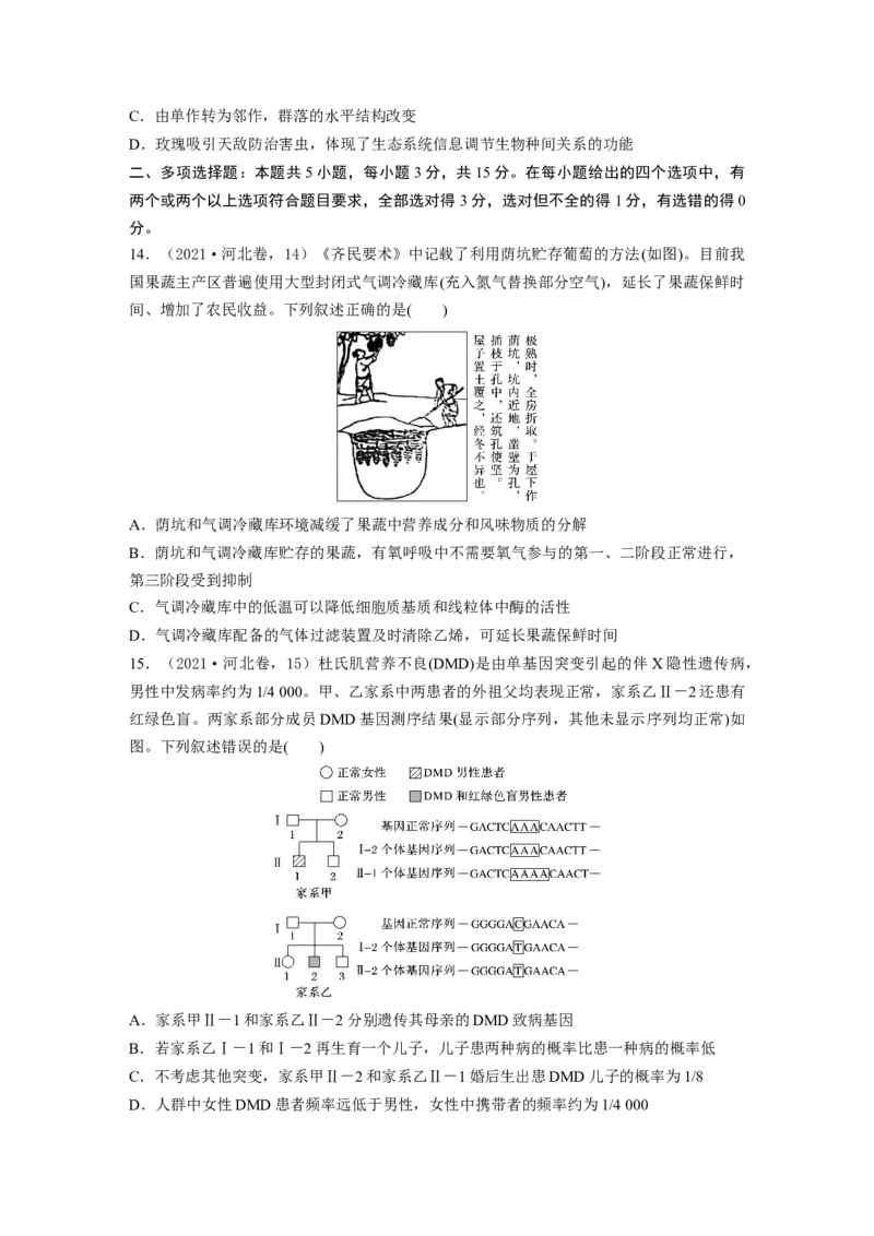 《2021年河北省普通高中学业水平选择性考试（精校版）(1)_2026版高中《二三轮复习+冲刺复习》_2021-2025生物高考题_2021生物高考题_学生》第4页预览