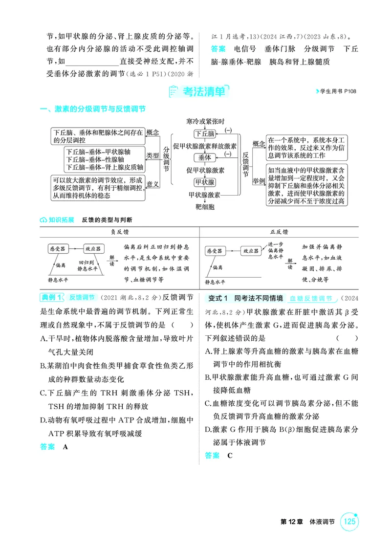 《1_精讲册-第12章体液调节_2026版教学资源包_202653高考总复习A版_浙江版_2026版.浙江版.选考总复习.生物.5·3A版_第3部分稳态与调节_第12章体液调节_2_精讲册PDF》第5页预览