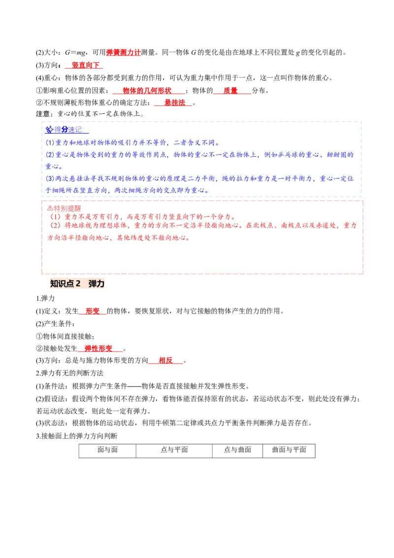 《第04讲重力弹力摩擦力（专项训练）（安徽专用）（教师版）_地理_2027年高考地理一轮_2027年高考物理一轮课件+讲义+练习（安徽专用）-G326_2027版》第3页预览