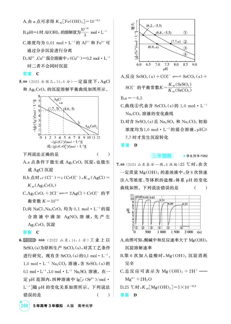 《1_精练册-第十章　水溶液中的离子反应与平衡_2026版教学资源包_202653高考总复习A版_山东版_2026版.山东版.选考总复习.化学.5·3A版_二、教师用书PDF_第十章水溶液中的离子反应与平衡》第8页预览