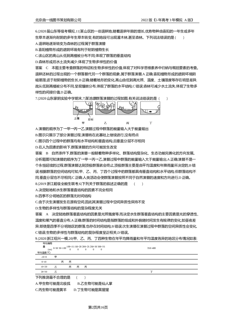《专题资料包_2022版教学资源包_五年高考三年模拟_2022版新高考版选考总复习生物5·3A版_0125143739_专题21群落及其演替_专题资料包_专题检测_专题资料包》第2页预览