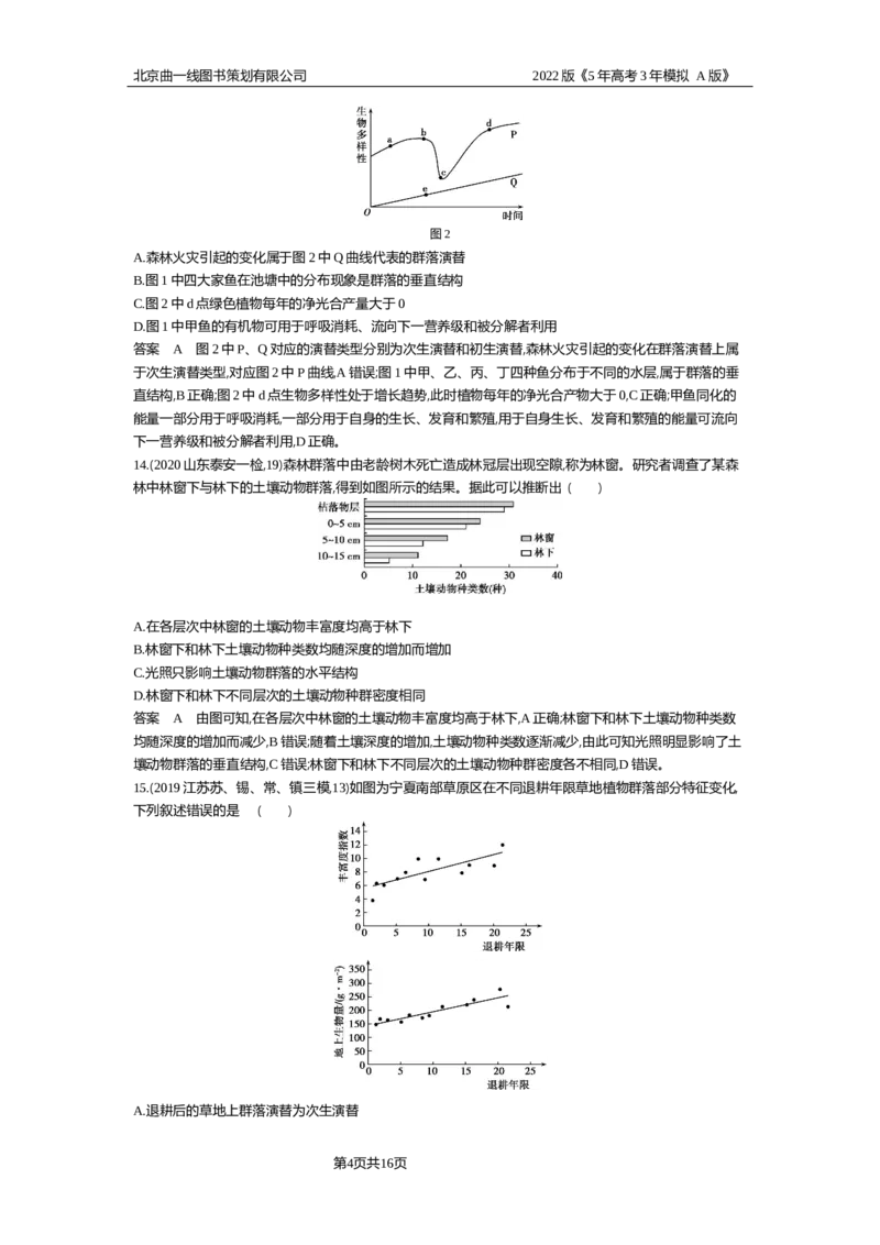 《专题资料包_2022版教学资源包_五年高考三年模拟_2022版新高考版选考总复习生物5·3A版_0125143739_专题21群落及其演替_专题资料包_专题检测_专题资料包》第4页预览