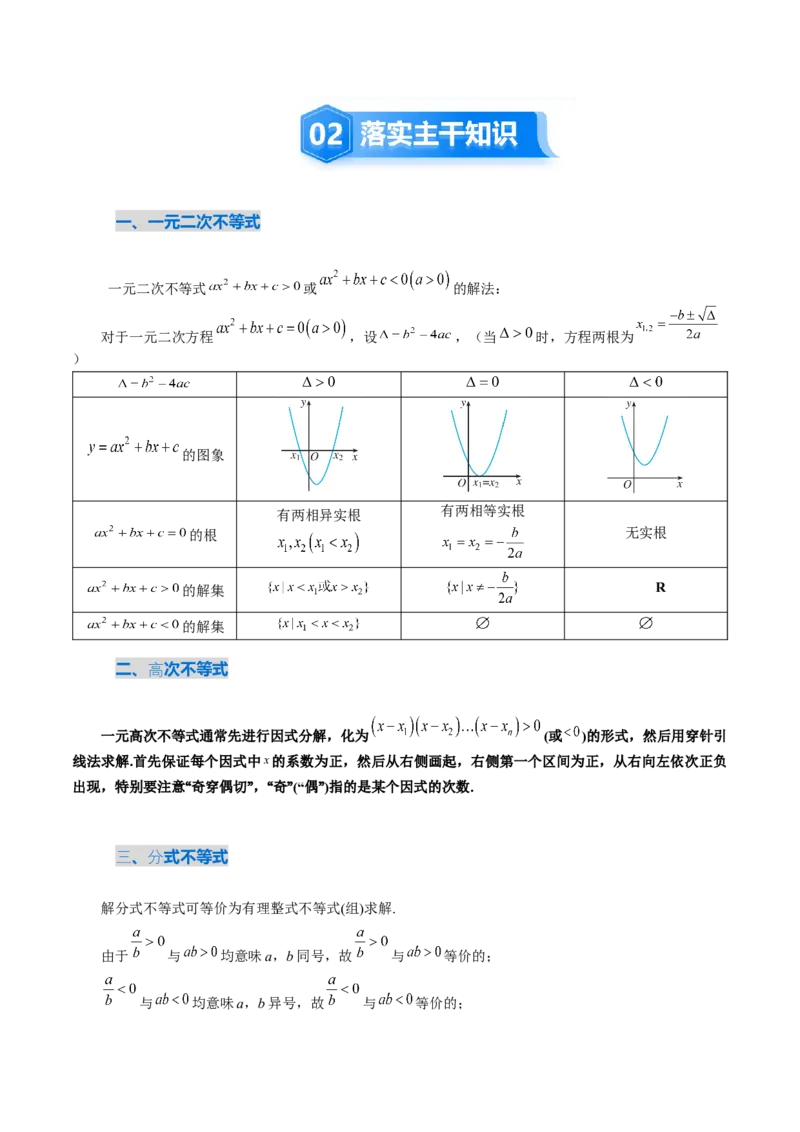 《1.5　一元二次方程、不等式（4大考点+10大题型）（讲义+精练）（学生版）_高考一二三轮复习_数学_2026年_2026年新高考数学大一轮复习讲义之技巧精讲与题型全归纳（新高考专用）-G414_资料》第3页预览