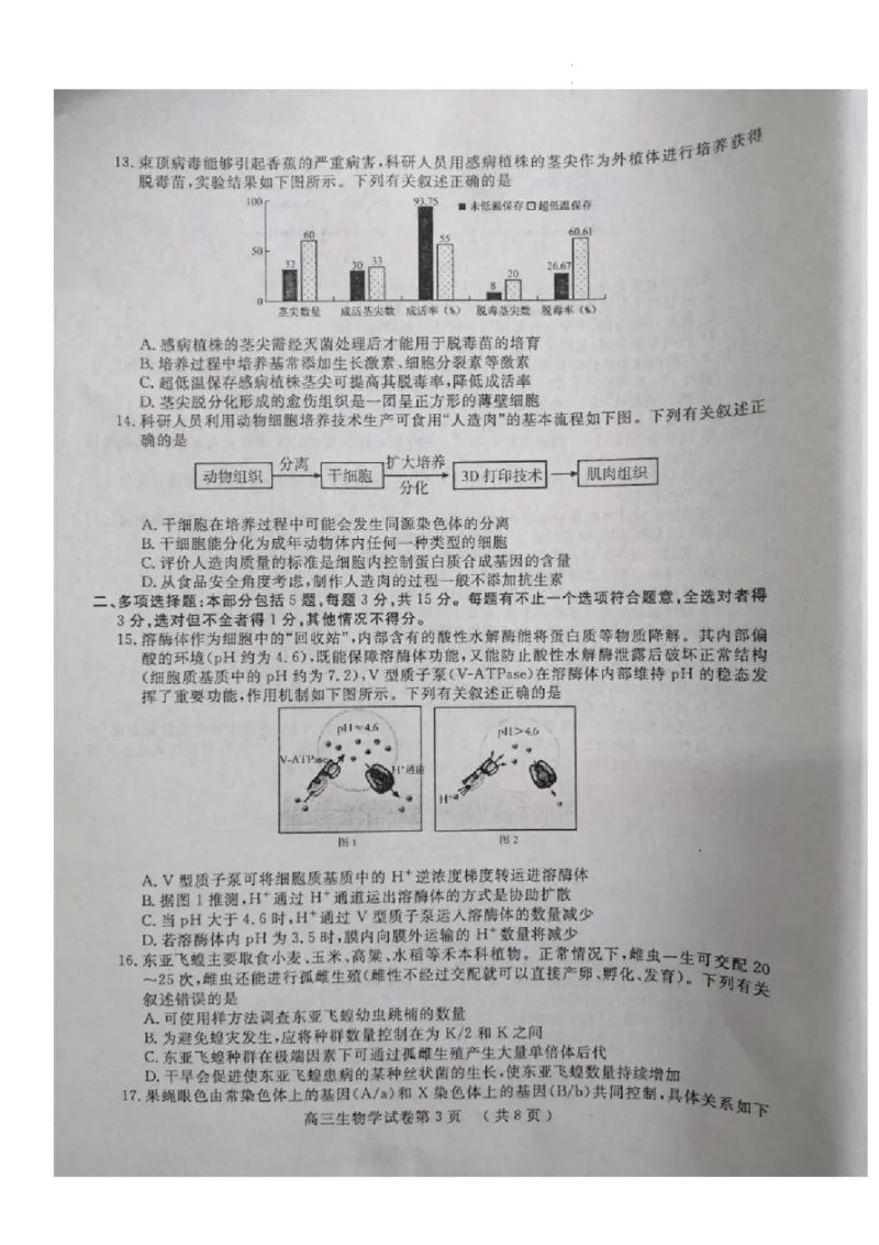 《6_2023届江苏省南京市、盐城市高三下学期第一次调研测（一模）生物试题_2025版教学资源包_（总复习系列）2025版《5年高考3年模拟》新高考版A版（⭐全科）_第二部分图书拓展资源》第3页预览