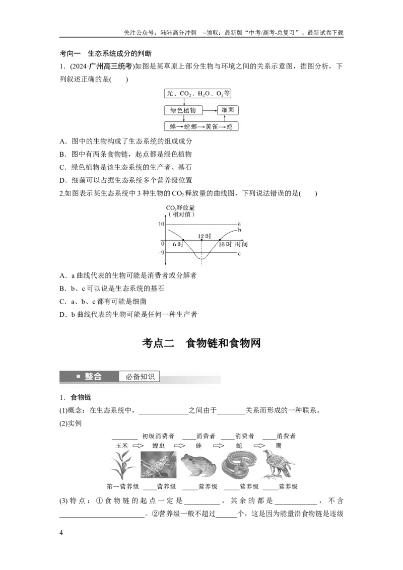 《第九单元　第51课时　生态系统的结构_06-生物-高考总复习_一轮复习_2025年_2025年大一轮复习讲义人教版生物_资料_1-资料_大一轮复习讲义学生专用_2025大一轮复习讲义》第4页预览