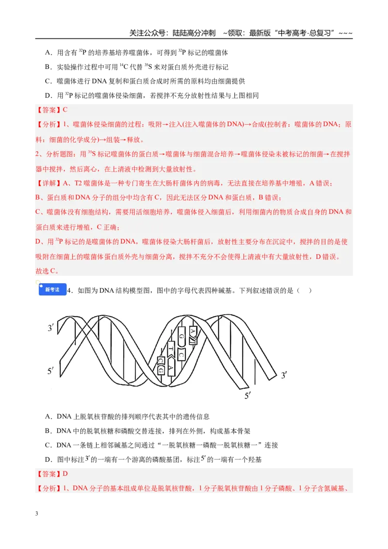 《第六单元遗传的分子基础（综合训练）（黑吉辽蒙专用）（教师版）_06-生物-高考总复习_一轮复习_2026年-生物高考一轮复习_2026年高考生物一轮课件+讲义+练习（黑吉辽蒙专用）-G330》第3页预览