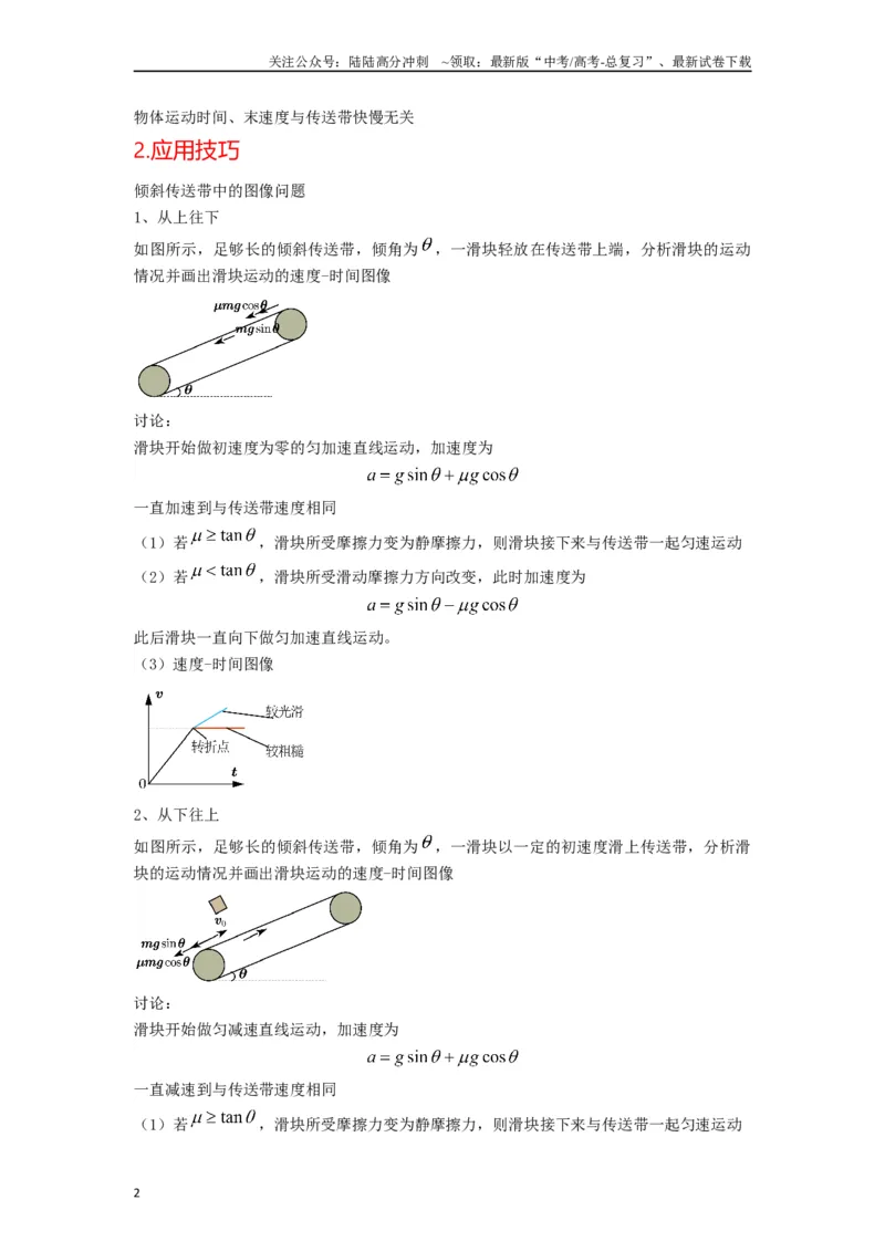《高中物理题型解题技巧之力学篇04秒解倾斜传送带图像问题（原卷版）_04-物理-高考总复习_专项复习_2024年_2024年高考物理答题技巧与模板构建》第2页预览