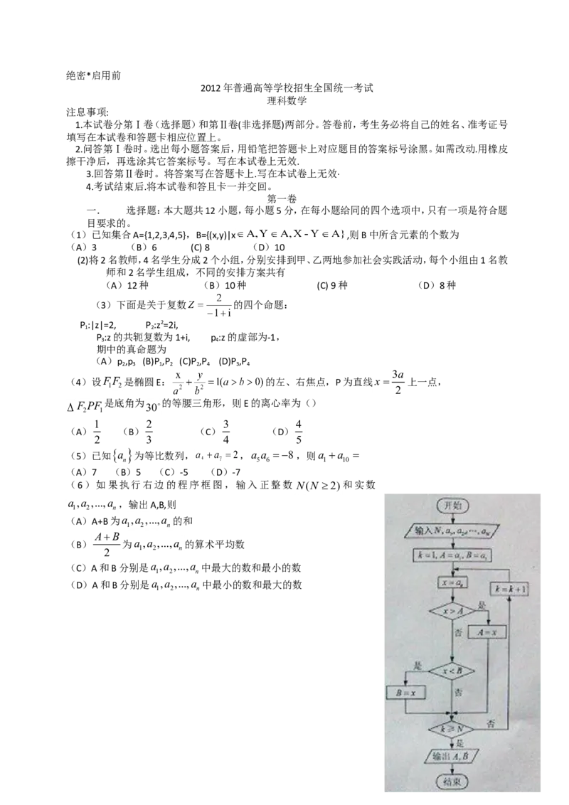《2012年理科数学海南省高考真题含答案_高考一二三轮复习_数学_2027年高考数学专项复习更新中_2008年-2026年数学高考真题-G427_2008-2020年高考_2008-2020年_地方卷_地方卷高考理科数学》第1页预览