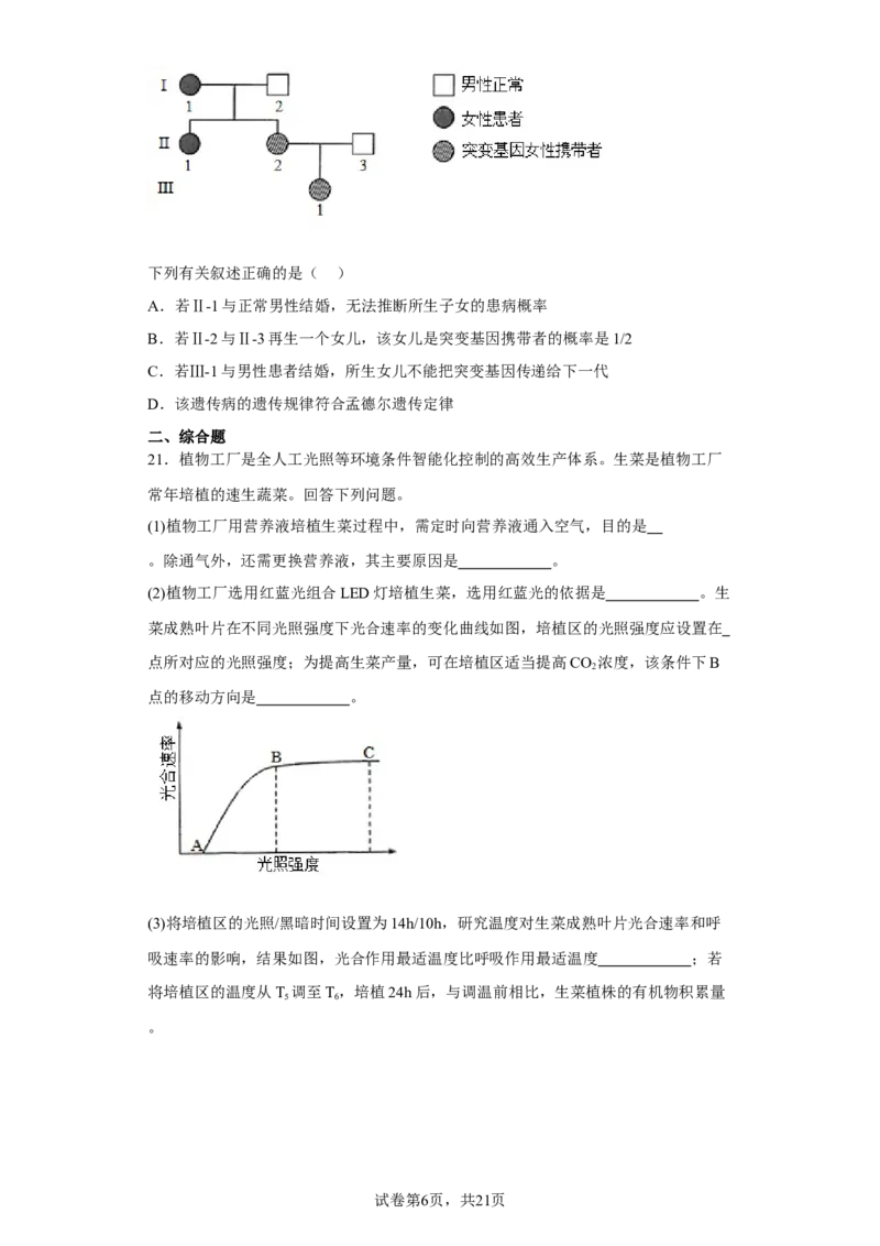 《2021年新高考海南生物高考真题(1)_2026版高中《二三轮复习+冲刺复习》_2021-2025生物高考题_2021生物高考题_学生》第6页预览