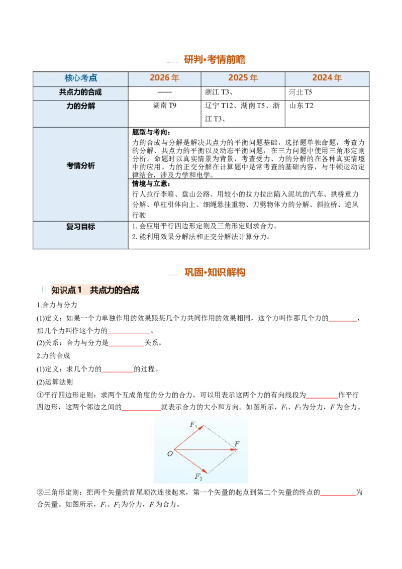 《第05讲力的合成与分解（专项训练）（安徽专用）（学生版）_地理_2027年高考地理一轮_2027年高考物理一轮课件+讲义+练习（安徽专用）-G326_2027版》第2页预览