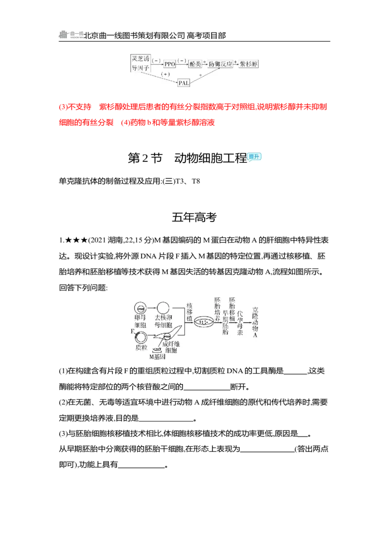 《1_精练册Word-第23章　细胞工程_2026版教学资源包_202653高考总复习A版_湖南版_2026版.湖南版.选考总复习.生物.5·3A版_第5部分生物技术与工程_第23章细胞工程_3_习题WORD》第7页预览