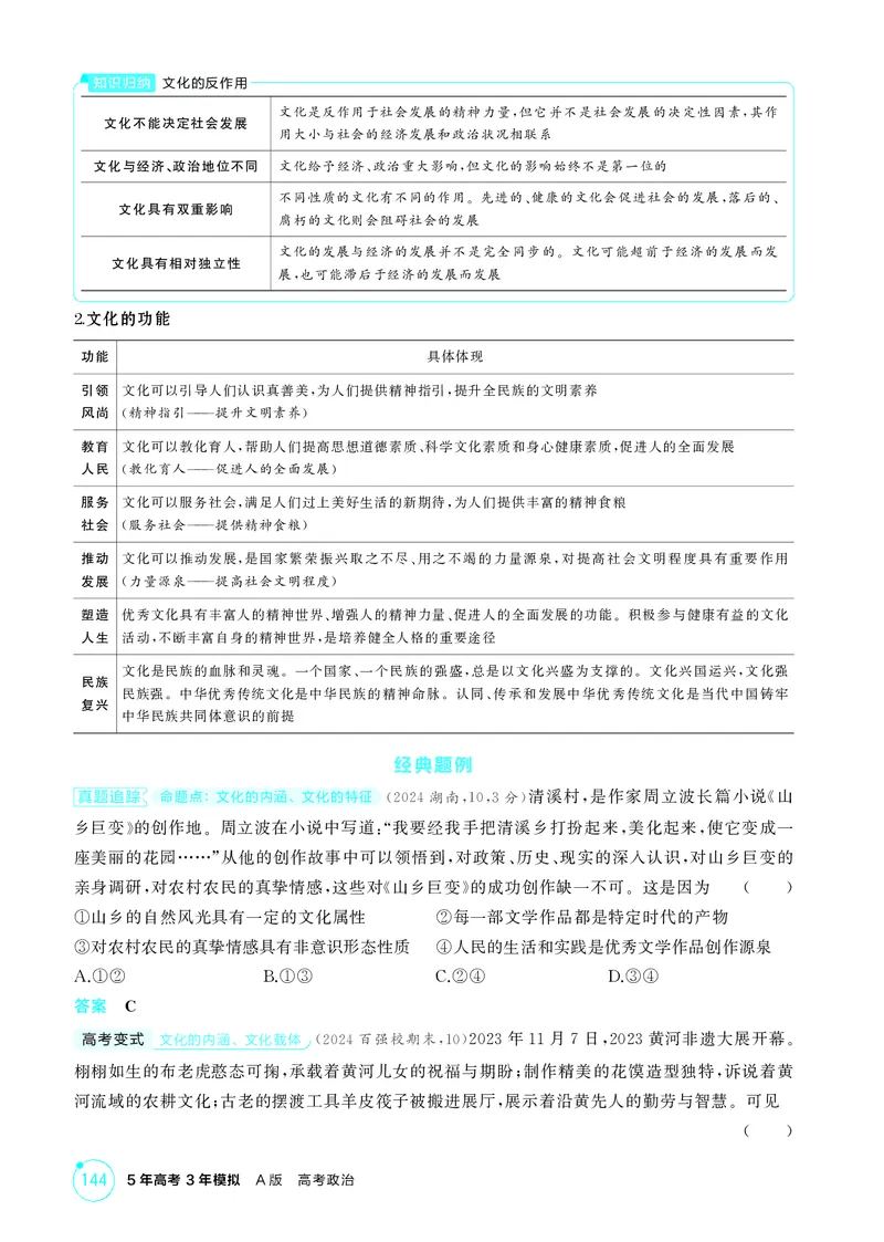 《1_精讲册-第七课　继承发展中华优秀传统文化_2026版教学资源包_202653高考总复习A版_山东版_2026版.山东版.选考总复习.政治.5·3A版_一、图书电子教参_必修4哲学与文化_2_精讲册PDF》第2页预览