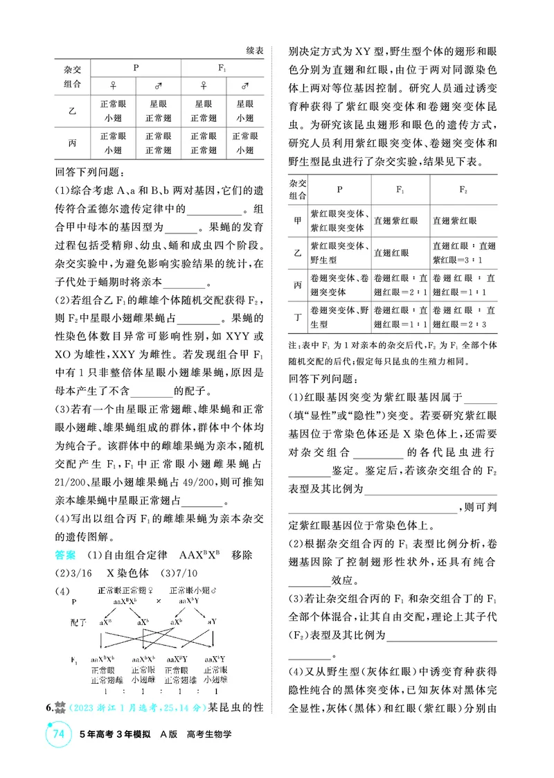 《1_精练册-第5章遗传的基本规律_2026版教学资源包_202653高考总复习A版_浙江版_2026版.浙江版.选考总复习.生物.5·3A版_第2部分遗传与进化_第5章遗传的基本规律_1_精练册PDF》第8页预览