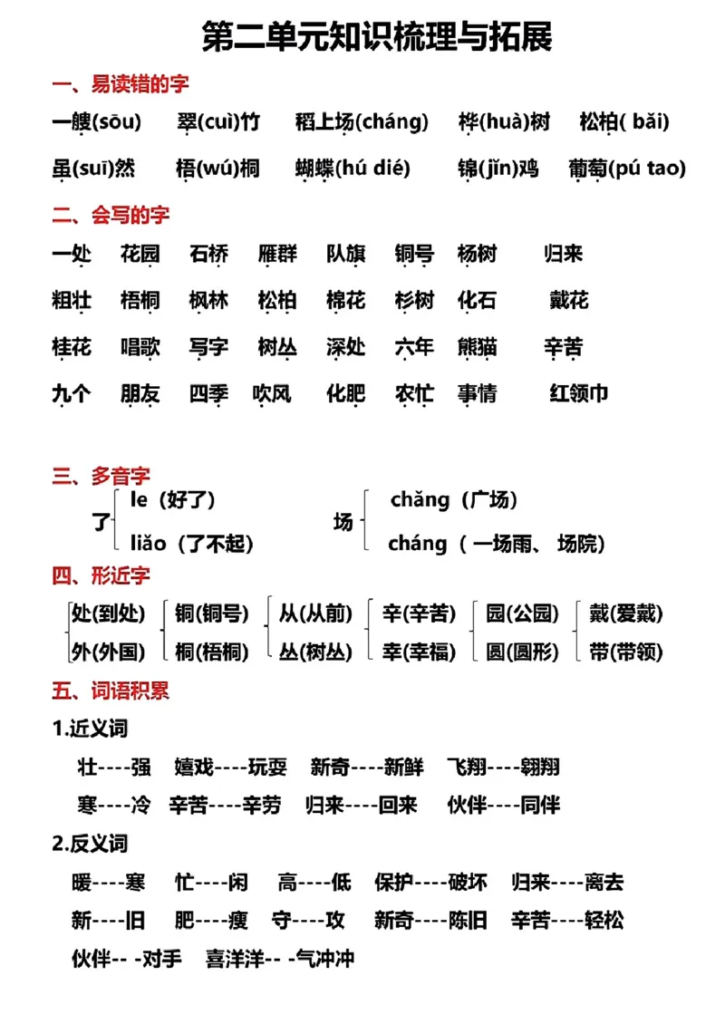 《二年级语文单元梳理与拓展_2年级上册同步教辅_2上-语文_二上语文-重点必背资料》第3页预览