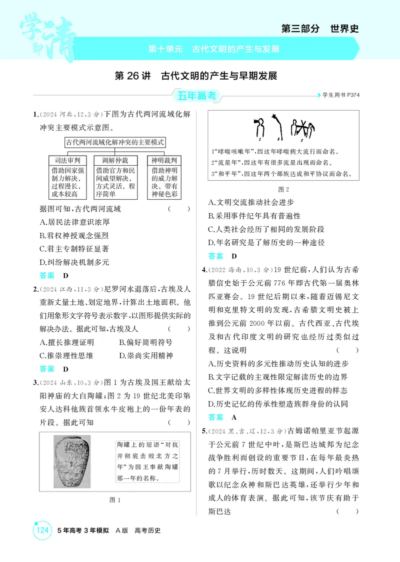 《1_精练册-第十单元　古代文明的产生与发展_2026版教学资源包_202653高考总复习A版_山东版_2026版.山东版.选考总复习.历史.5·3A版_二、教师用书PDF_第三部分世界史_1_精练册PDF》第1页预览
