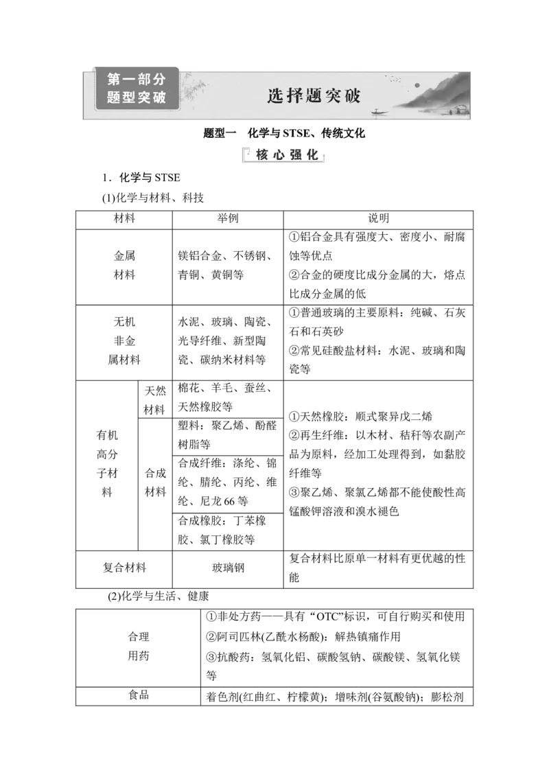 《01题型一　化学与STSE、传统文化_2026版高中《二三轮复习+冲刺复习》》第1页预览