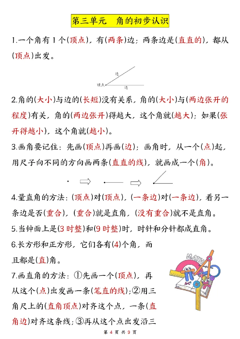《二年级上册数学必背公式汇总_2年级上册同步教辅_2上-数学_二上数学-重点必背资料通用》第5页预览