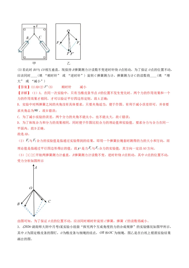 《第11讲探究两个互成角度的力的合成规律（专项训练）（湖南专用）（教师版）_地理_2027年高考地理一轮_2027年高考物理一轮课件+讲义+练习（湖南专用）-G331_2027版》第4页预览