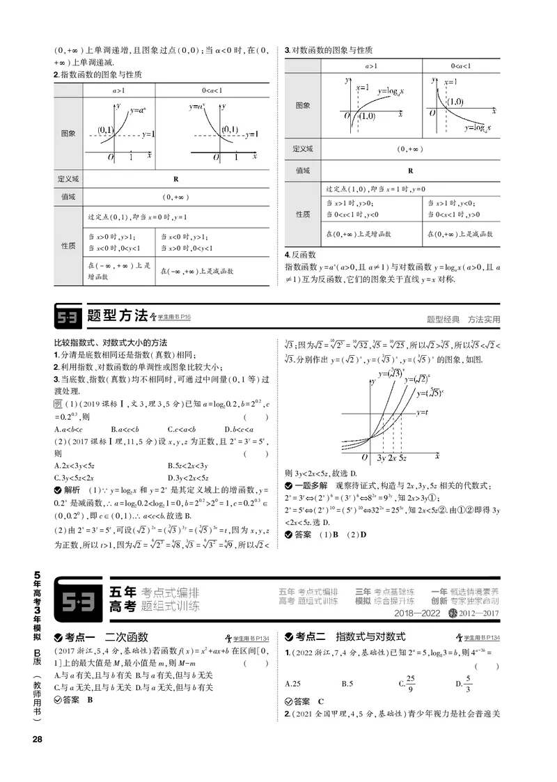 《1_3.3二次函数、幂函数、指数函数与对数函数（PDF版）_2023版教学资源包_2023版新高考新教材版高考总复习数学5·3B版_3_第三章函数的概念与基本初等函数_1_专题电子书》第2页预览