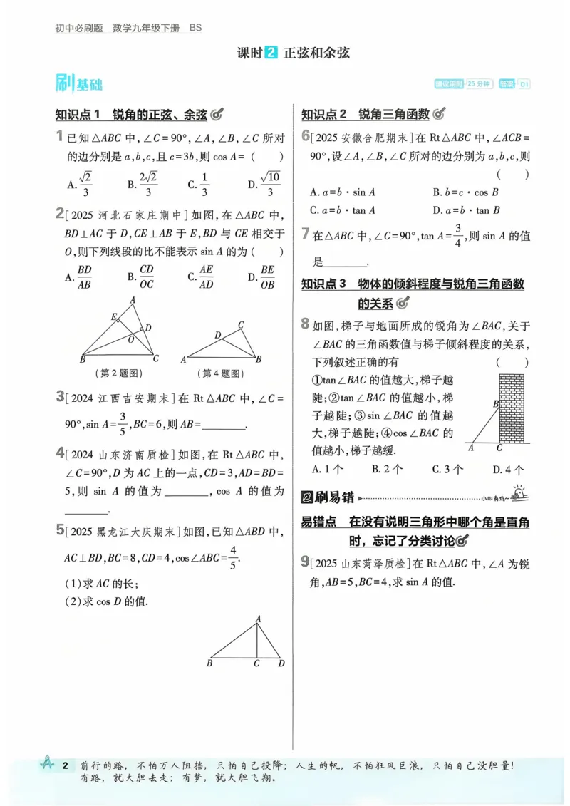 《2026数学BS9年级下册_2026版初中《必刷题》7-9年级上下册册（全科）（多版本合集）_初中必刷题下册_2026版初中《必刷题》9年级下册（全科）》第6页预览
