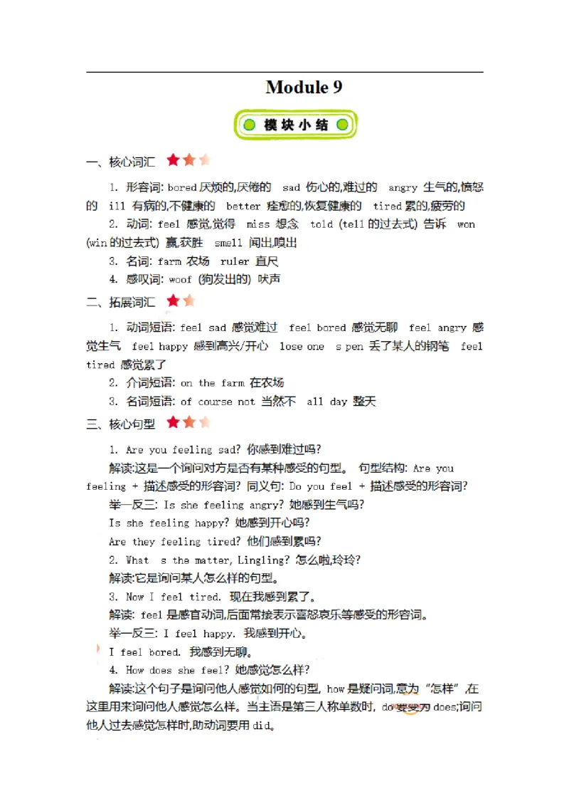 《五（上）外研Module9知识清单_5年级上册同步教辅_5上英语_五上英语外研版资料》第1页预览