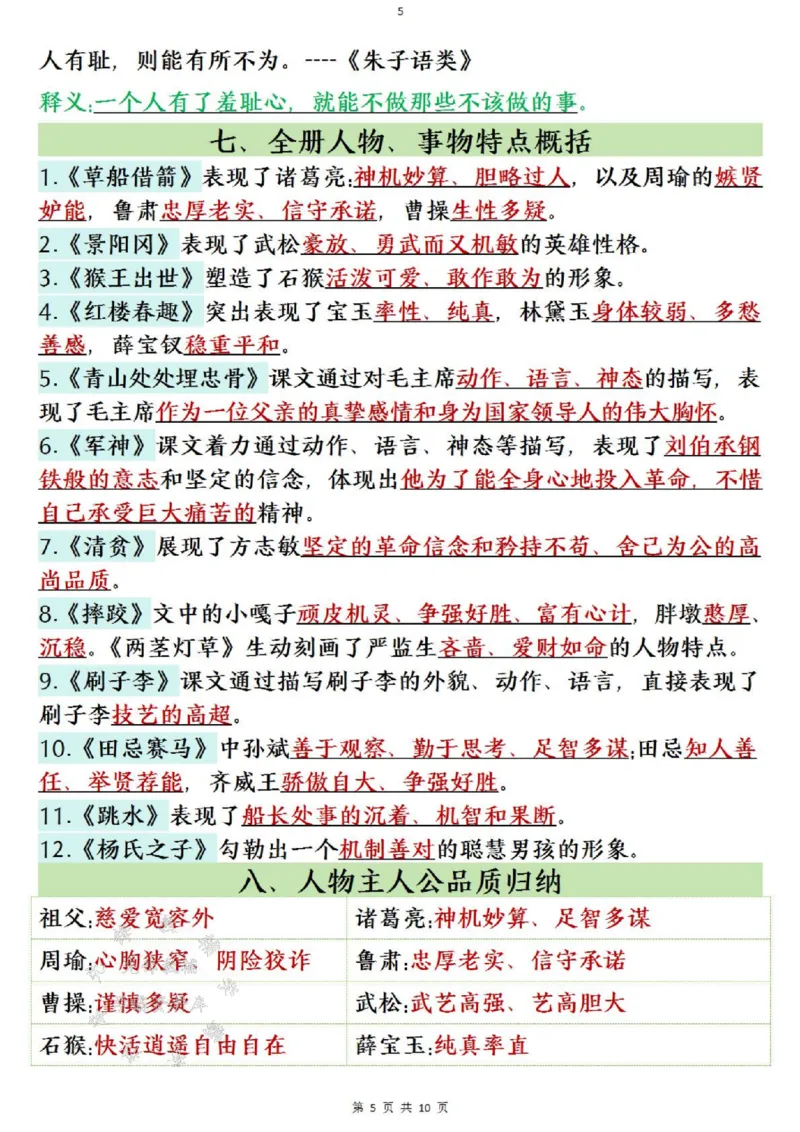 《五年级（下）语文预习全册必背知识点1_5年级下册同步教辅_5下语文_五下语文重点必背资料》第5页预览