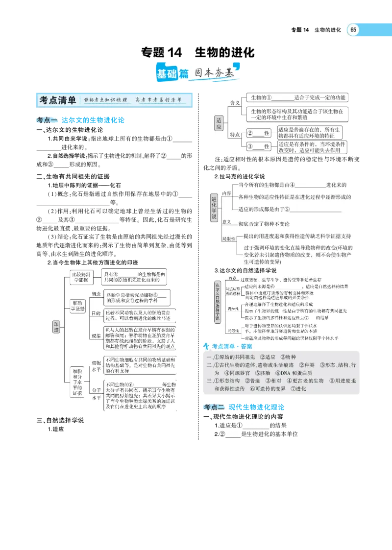 《1_22版专题14　生物的进化(1)_2023版教学资源包_2023版新高考版选考总复习生物5·3A版_15_专题十五生物的进化_7_专题考点精析》第1页预览