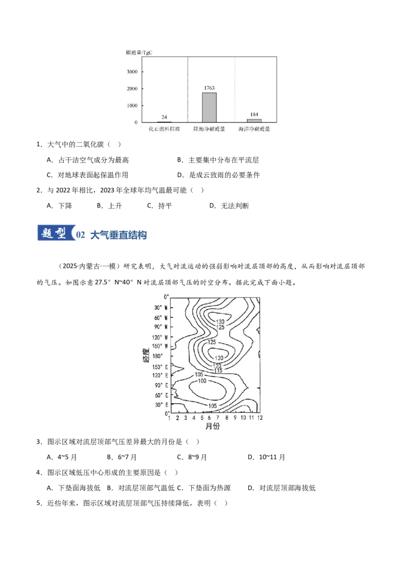 《第6讲大气的组成、垂直结构及受热过程（专项训练）（黑吉辽蒙专用）（学生版）_地理_2026年_2026年高考地理一轮课件+讲义+练习（黑吉辽蒙专用）-G330》第2页预览