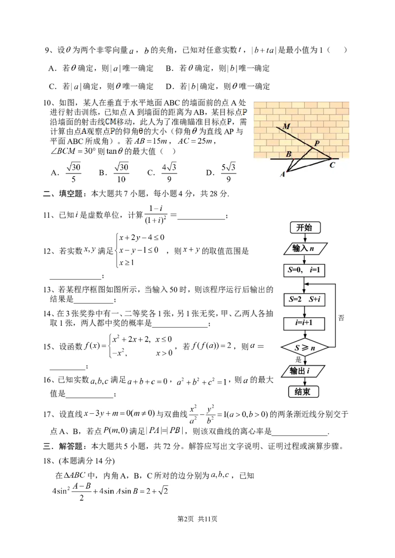 《2014年高考浙江文科数学试题及答案(精校版)_高考一二三轮复习_数学_2027年高考数学专项复习更新中_2008年-2026年数学高考真题-G427_2008-2020年高考_2008-2020年_地方卷_地方卷高考文科数学》第2页预览