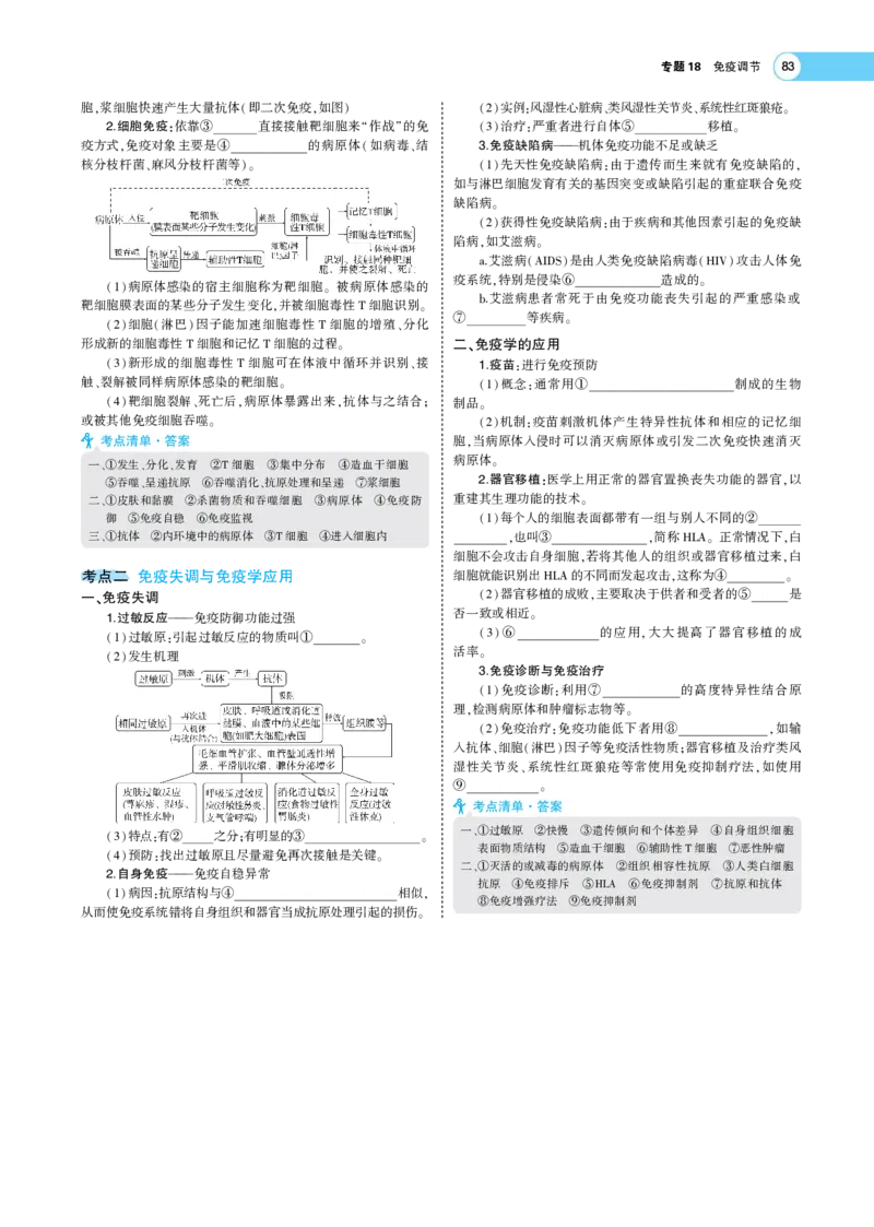 《1_22版专题18　免疫调节(1)_2023版教学资源包_2023版新高考版选考总复习生物5·3A版_19_专题十九免疫调节_7_专题考点精析》第2页预览