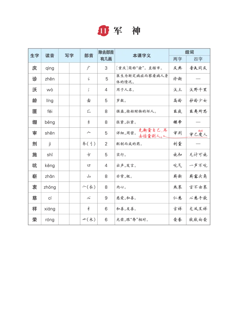 《五（下）语文每课生字预习单_5年级下册同步教辅_5下语数英寒假作业》第7页预览