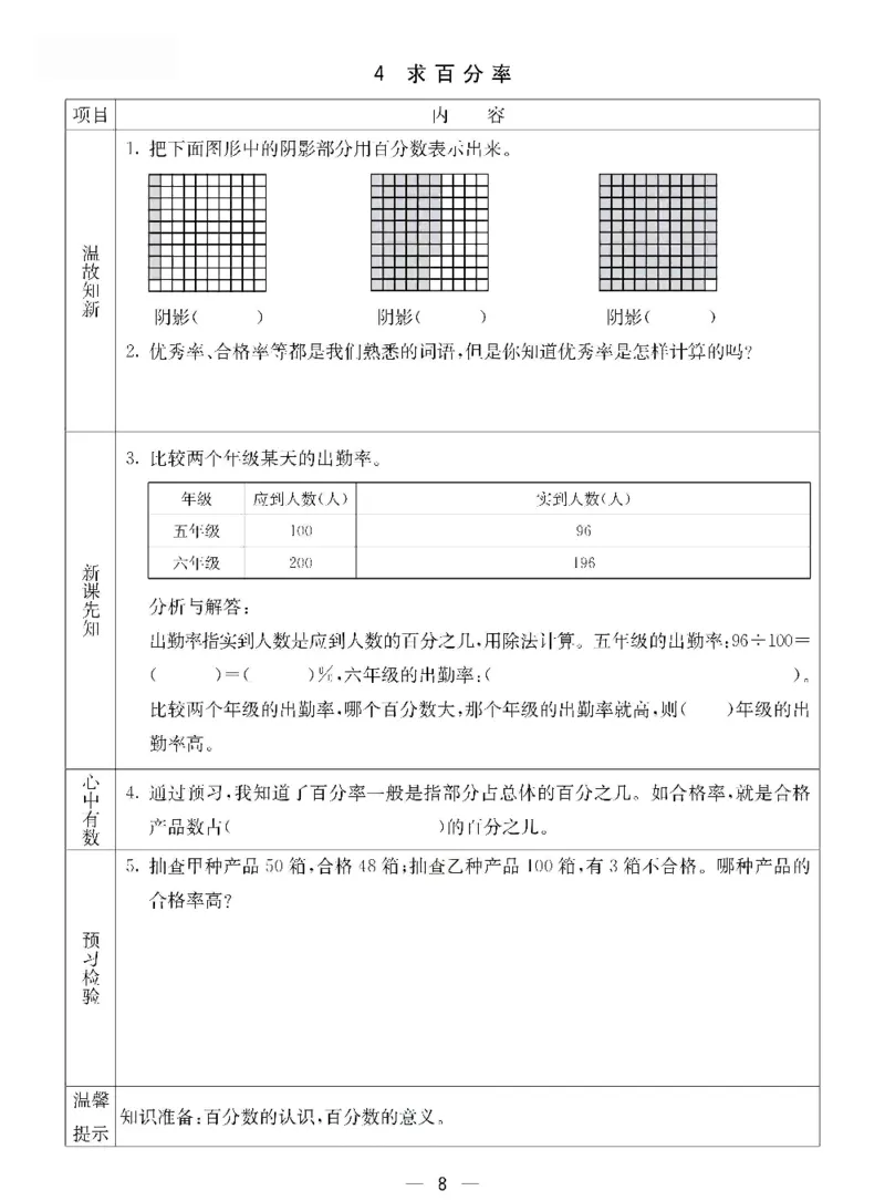 《五年级（下）数学预习卡《青岛版54》_5年级下册同步教辅_5下数学_五下数学青岛54版试卷》第8页预览